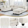 Contemporary U Shaped Sectional Sofa With Movable Storage Ottoman - White - Image 7