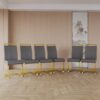Modern Dining Chairs High Back Upholstered Side Chair With C Shaped Tube And Plating Golden Metal Legs (Set of 2) - Gray - Image 17