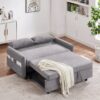 Pull Out Sleep Sofa Bed Loveseats Sofa Couch With Adjsutable Backrest, Storage Pockets, 2 Soft Pillows, USB Ports For Living Room, Bedroom, Apartment, Office - Gray - Image 9
