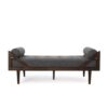 Contemporary Fabric Chaise Lounge With Button Tufted Waffle Stitching And Rolled Accent Pillows - Charcoal - Image 5