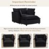 Modern Armchair Sofa Cozy Upholstered Sofa Chair With Movable Ottoman Chenille, Wide Seat & Curved Armrests - Black - Image 8