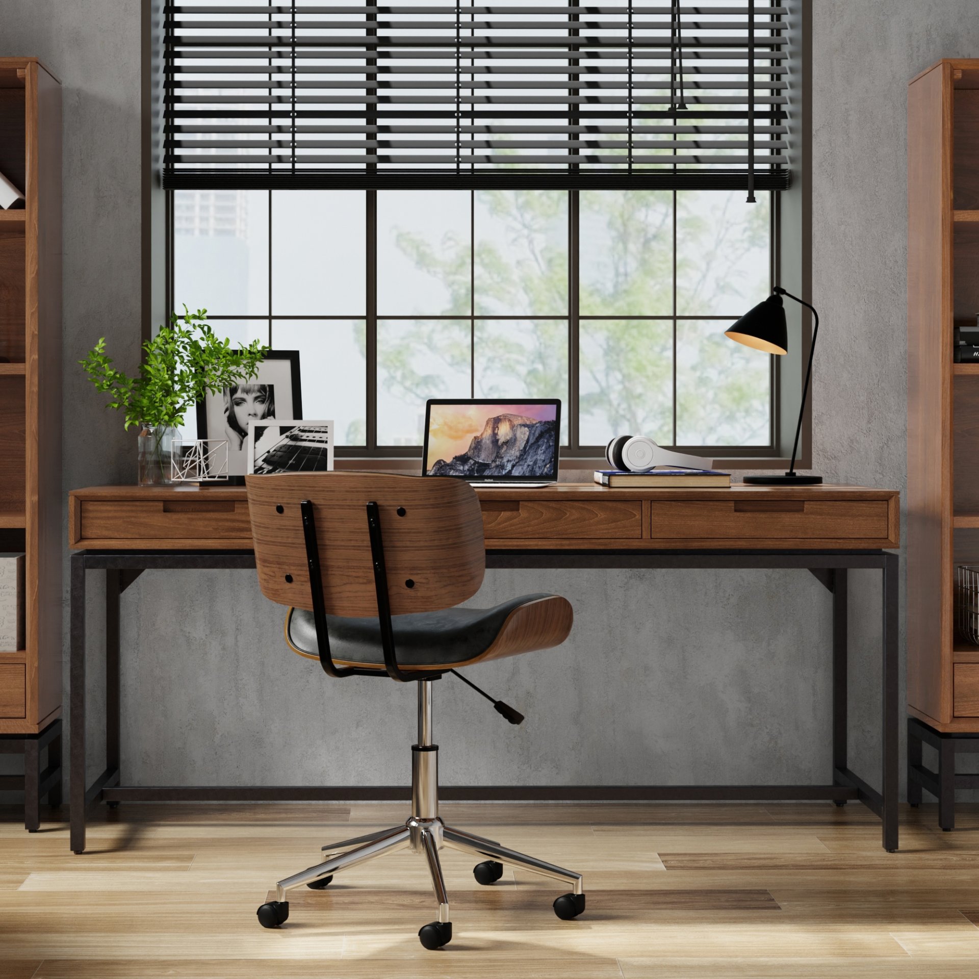 Banting - Mid Century Wide Desk - Walnut Veneer - Image 11