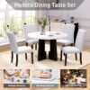 5 Piece Round Dining Table Set, Modern Dining Table And 4 Upholstered Chairs For Dining Room, Kitchen Room, Living Room - Beige / White - Image 7