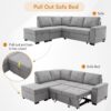 Sleeper Sectional Sofa, L-Shape Corner Couch Sofa - Bed With Storage Ottoman & Hidden Arm Storage & USB Charge For Living Room Apartment - Gray - Image 3
