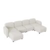 Velvet Modular Sectional Sofa, U Shaped Reversible Couch Set, Free Combination, 6 Seat Sleeper Cloud Sofa Bed With Ottoman, Convertible Oversized Indoor Furniture Pieces - Beige - Image 5