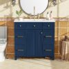 Bathroom Vanity With Sink, Soft Close Doors, Adjustable Shelves - Blue - Image 2