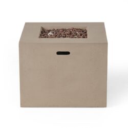 Aidan - Square Fire Pit 40, 000 Btu Magnesium Oxide - Light Gray