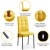 5 Piece Dining Set Including Velvet High Back Nordic Dining Chair & Creative Design Dining Table - Yellow - Image 8
