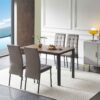 5 Piece Dining Set Including Velvet High Back Nordic Dining Chair & Creative Design Dining Table - Gray - Image 3