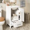 18" Bathroom Vanity With Sink, Soft Close Drawers, Door Organizer, Divider Drawer, Adjustable Foot Pads - White - Image 3