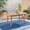 Outdoor Table With Smooth Lines, Slat Top - Teak - Image 7