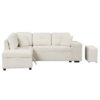 Convertible Sleeper, Sectional Pull Out Sofa Bed With Storage Ottoman, 2 Throw Pillows, 2 Stools, Wireless Charger And Two Hidden USB Ports For Living Room - Cream - Image 13