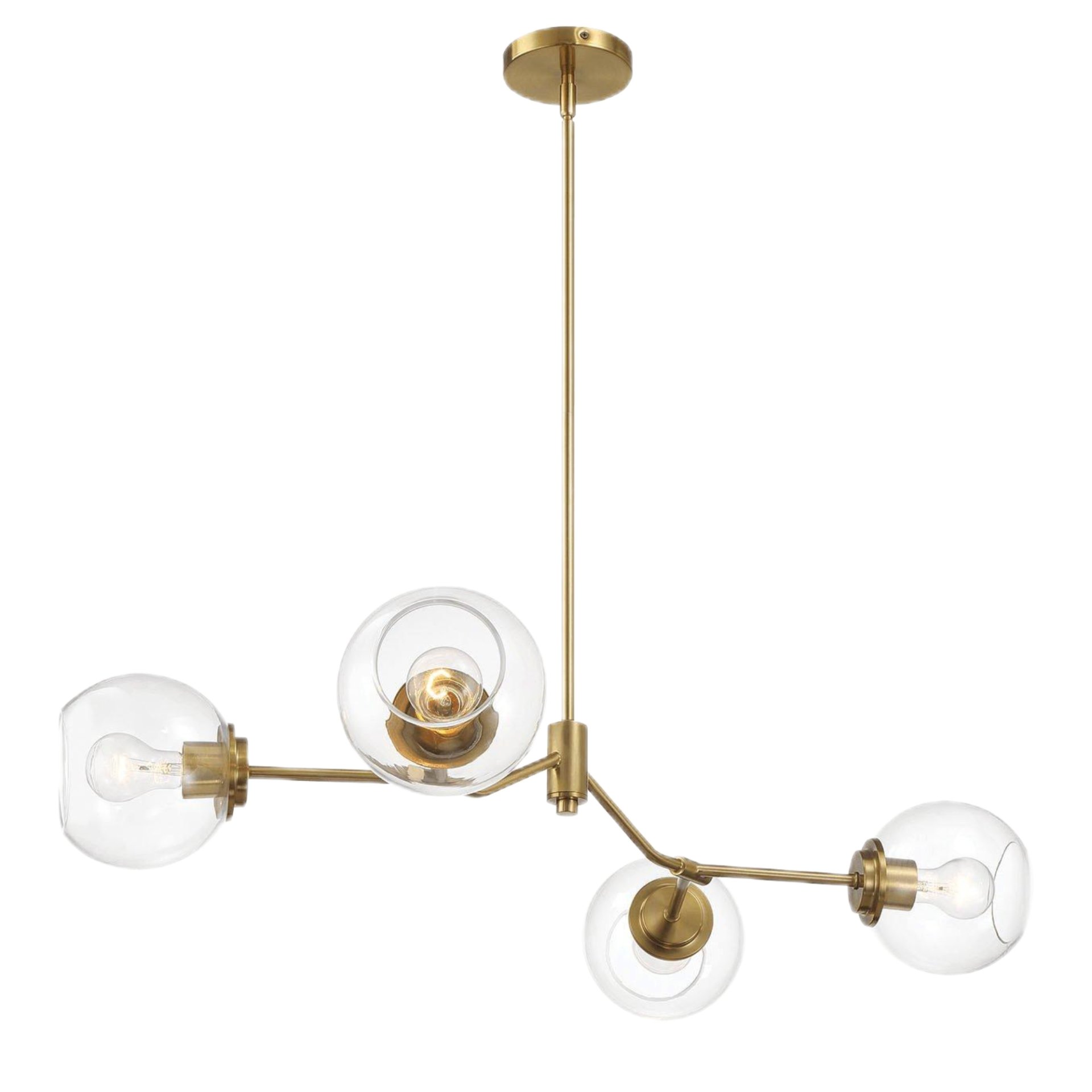 Jewel - 4 Lights Modern Farmhouse Chandelier Ceiling Hanging Light Fixture - Clear / Gold - Image 5