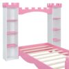 Castle Shaped Bed With Storage Shelf, Dreamy Twin Size Platform Bed For Kids Bedroom - White / Pink - Image 10