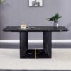 Modern Dining Table With Marbled Design For Luxurious Elegance - Black - Image 5