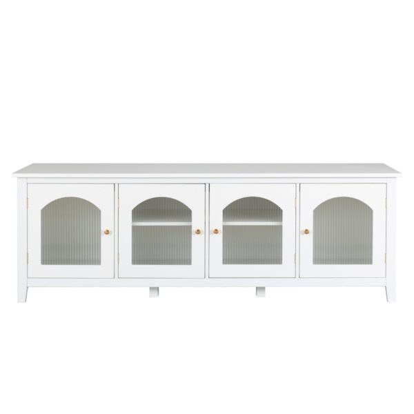 StylishTVcabinet, Entertainment CenterTV Stand, TVconsoletable, Media Console, Solidwood Frame, Changhong Glass Door, Metal Handle - Antique White