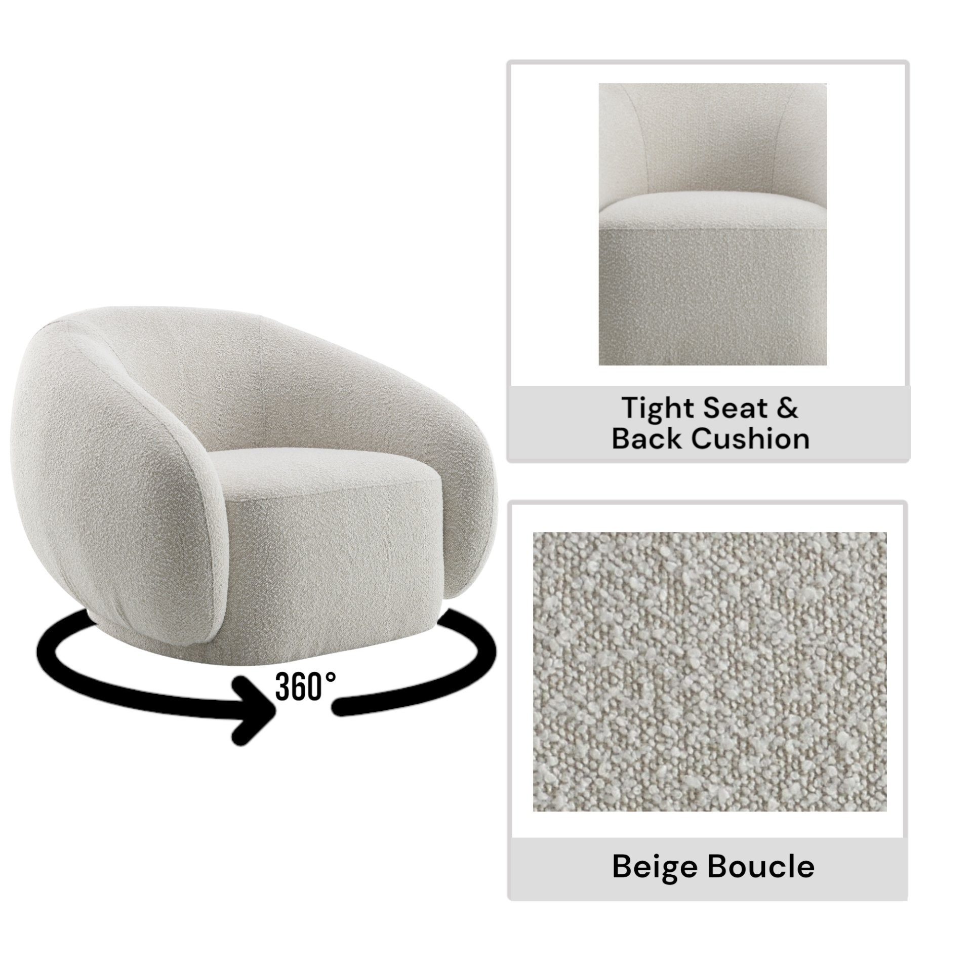 Isabel - Chair With Swivel - Beige - Image 3