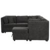 U-Shaped Sectional Sofa Pull Out Sofa Bed With Two USB Ports, Two Power Sockets, Three Back Pillows And A Storage Chaise For Living Room - Black - Image 20