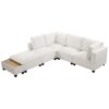 U - Shaped Sectional Sofa Modular Sofa Couch With A Movable Ottoman, A Coffee Table With Hidden Charging Devices For Living Room - White - Image 20