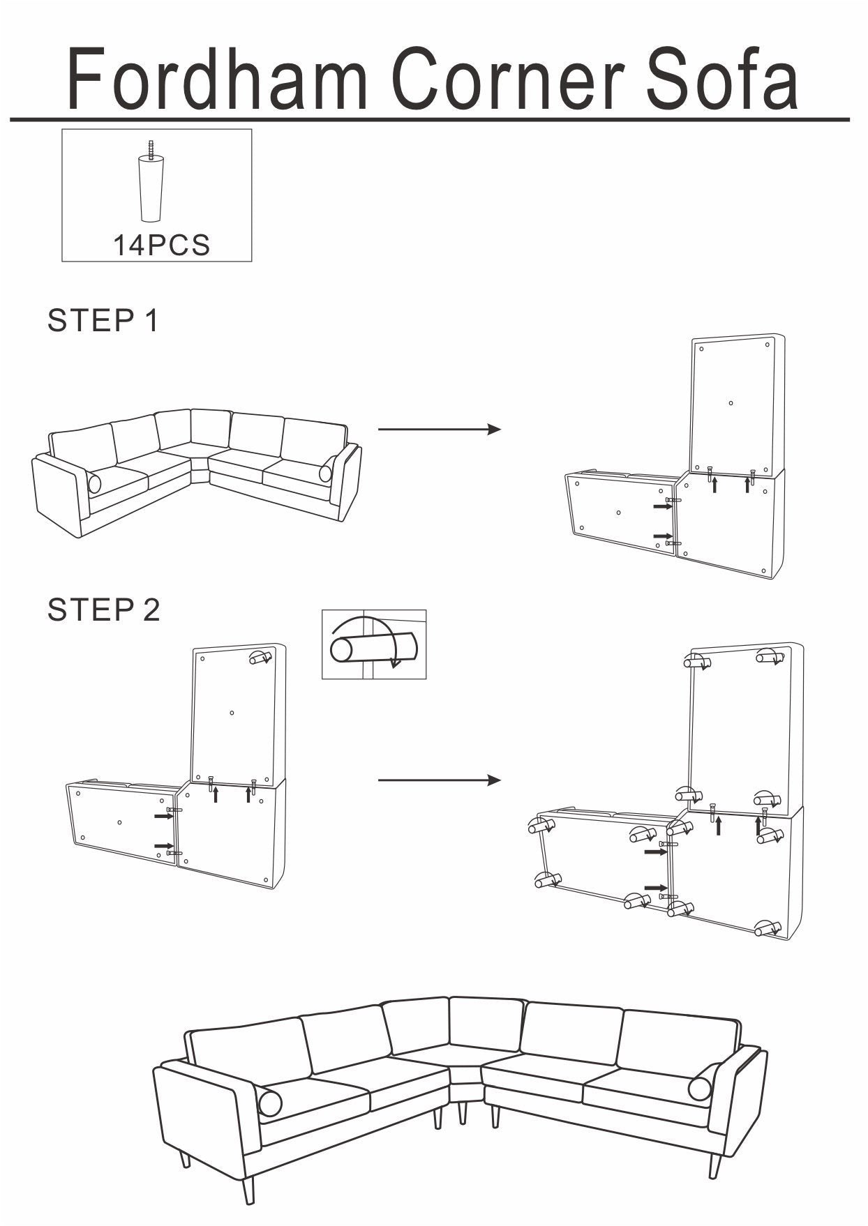 Amber - Corner Sectional Sofa - Orange - Image 16