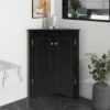 Triangle Bathroom Storage Cabinet With Adjustable Shelves, Freestanding Floor Cabinet For Home Kitchen - Black - Image 2