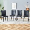 Modern Chair Set 4 Pieces With Vertical Backrest Design For Kitchen And Living Rooms - Black - Image 4
