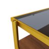 Rectangle Coffee Table With Tempered Glass Top, Modern Table For Living Room - Gray / Gold - Image 8