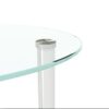 Transparent Oval Glass Coffee Table, Modern Table With Stainless Steel Leg, Tea Table 3-Layer Glass Table For Living Room - Transparent / White - Image 8