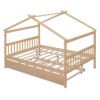 Full Size Classic House Bed With Twin Size Trundle - Natural - Image 14