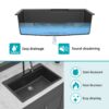Modern Quartz Composite Waterfall Kitchen Sink With Pull Out Faucet, 33 X 22" - Black - Image 10
