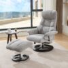 Recliner Chair With Ottoman Modern 360° Swivel Lounge Chair With Footstool Chenille Fabric 5 Point Vibration Massage Seat Heating & 140° Adjustable Backrest - Gray - Image 9