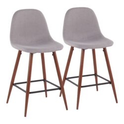 Pebble - Mid-Century Modern Counter Stool (Set of 2) - Walnut / Light Gray