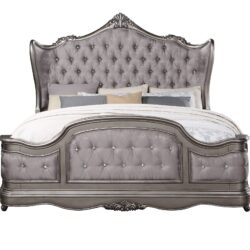 Ariadne - Queen Velvet Bed - Antique Silver