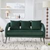 Open Back Loveseat Settee With 3 Pillows - Green - Image 4