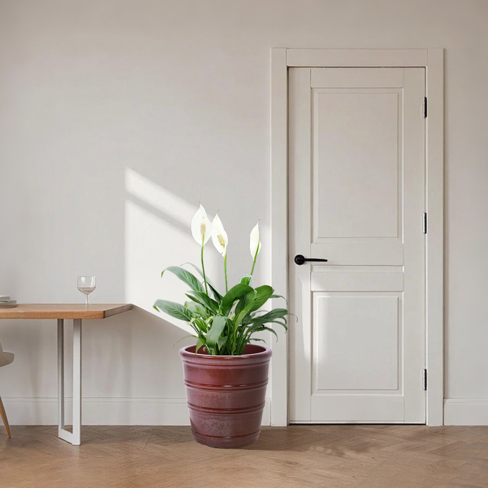 3 Pieces Ceramic Flowerpot, Planter For Patio, Garden Or Windowsills - Bean Paste Red - Image 2