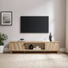 Modern Fluted Door Minimalist TV Stand For TVs Up To 80" - Coastal Oak - Image 5
