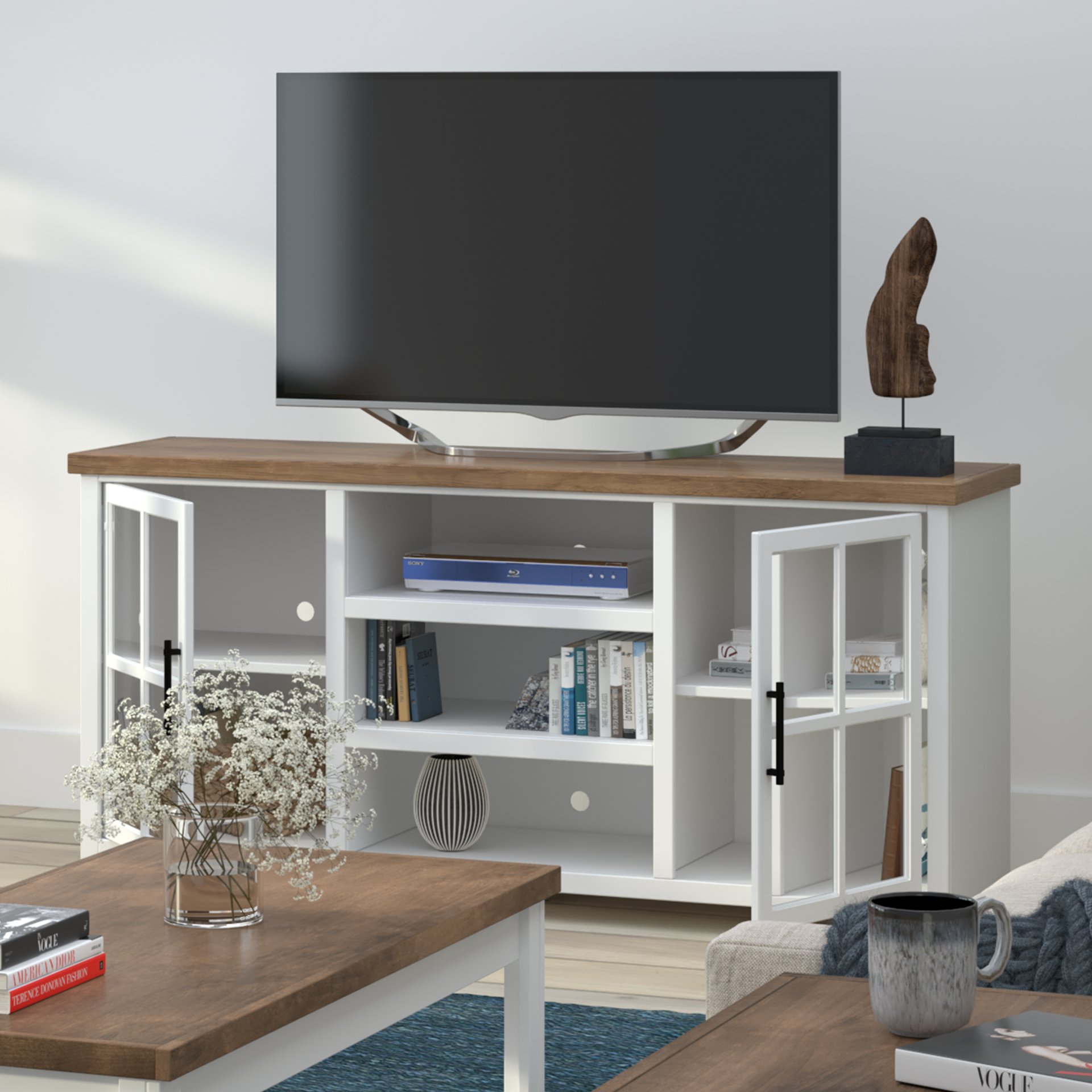 Hampton - TV Stand Console For TVs Up To 80" - Jasmine Whitewash / Barnwood - Image 5