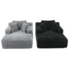 Modern Corduroy Chaise Lounge Sofa Bed With Removable Pillows, Upholstered Sleeper Sofa - Black - Image 21