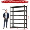Industrial Heavy Duty 6 Tier Metal Garage Shelving Unit For Storage, Adjustable - Brushed Nickel - Image 3