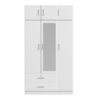 Modern 3 Door Mirror Wardrobe With 2 Drawers And Top Cabinet - White - Image 4
