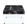 Modern Marble Patterned Coffee Table With Tempered Glass Legs Versatile Use - Black / Transparent - Image 9