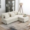 Modern L-Shaped Corduroy Sofa With Reversible Chaise, 4 Seat Upholstered Sectional Indoor Furniture, Convertible Sleeper Couch With Pillows - Beige - Image 14