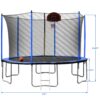 15Ft Trampoline With Basketball Hoop Inflator And Ladder (Inner Safety Enclosure) - Blue - Image 3