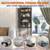 Metal Glass Door Display Storage Cabinet, 5 Tier Cube Bookshelf Storage Cabinet With 3 Adjustable Shelves For Kitchen, Dining Room, Living Room, Bathroom, Home Office - Black - Image 9