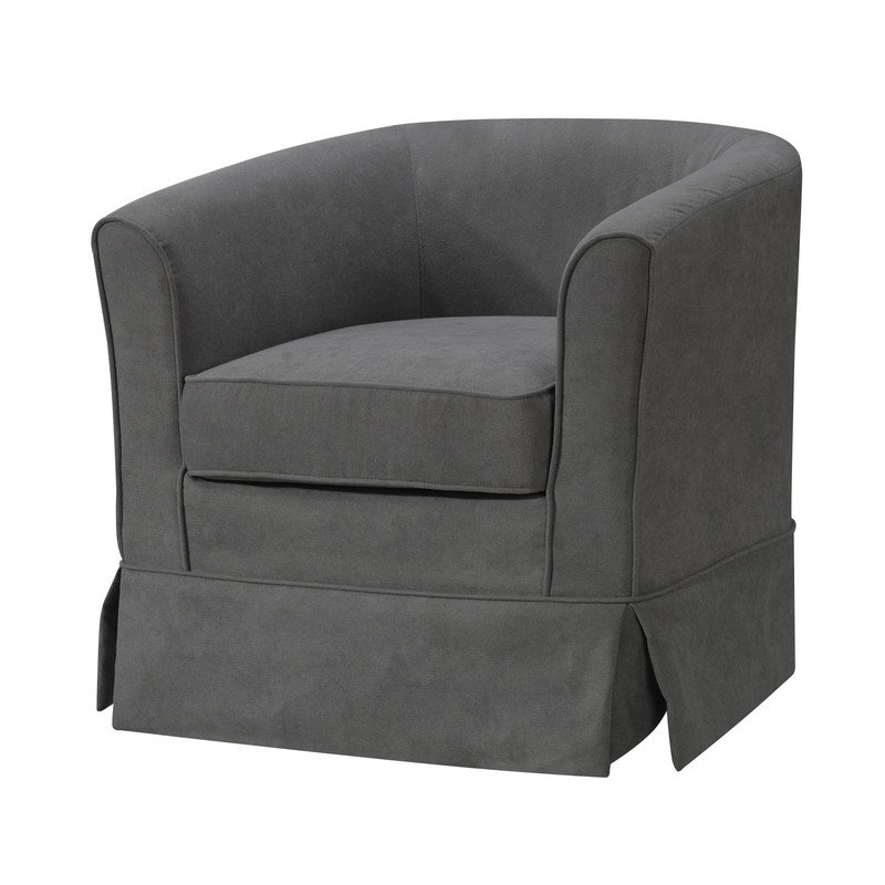 Tucker - Woven Fabric Swivel Barrel Chair - Gray - Image 2
