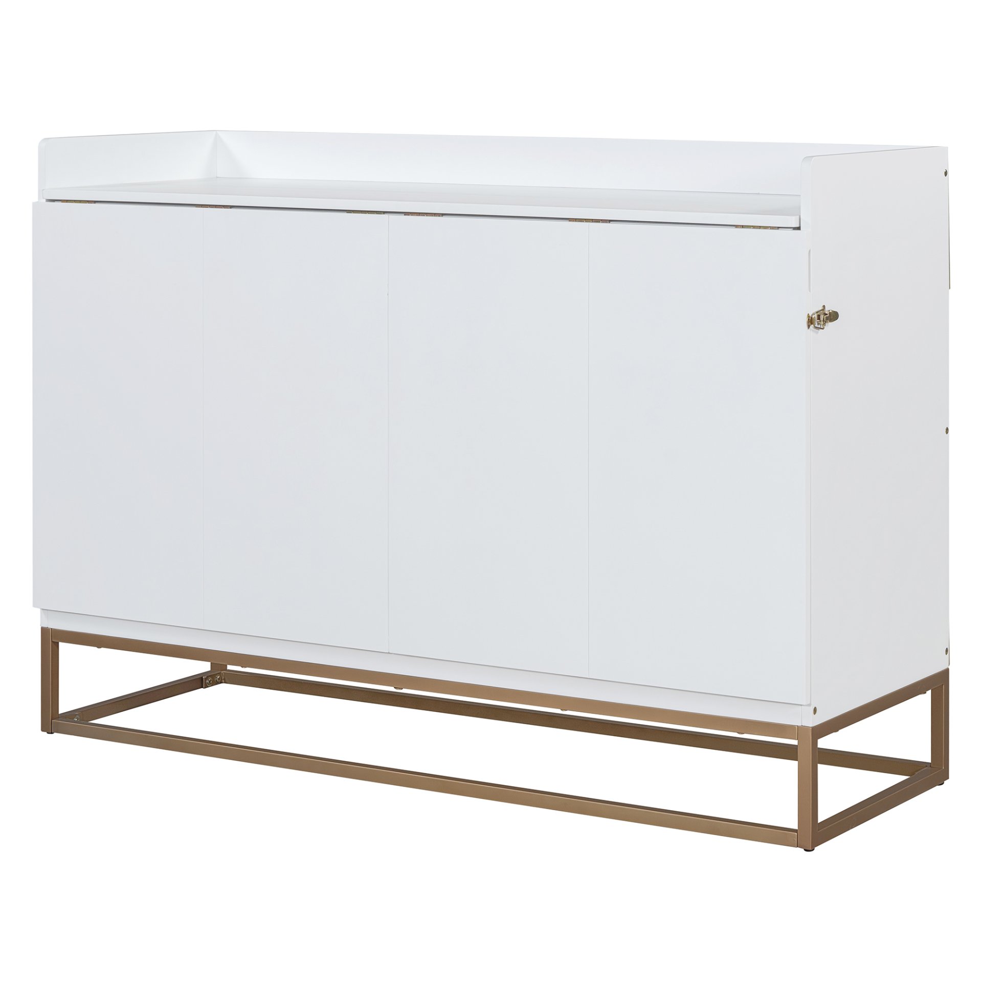 Queen Size Murphy Bed With Iron Legs, Modern Design - White - Image 5