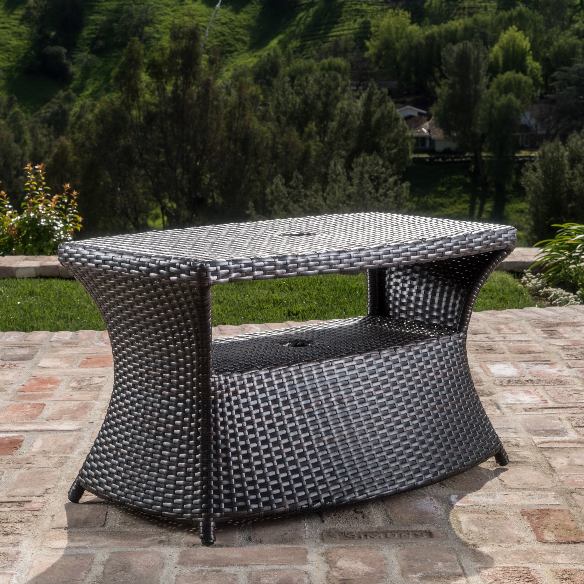 Berkeley - Chaise Lounge Side Table Outdoor Polyethylene Wicker - Brown Multi - Image 6