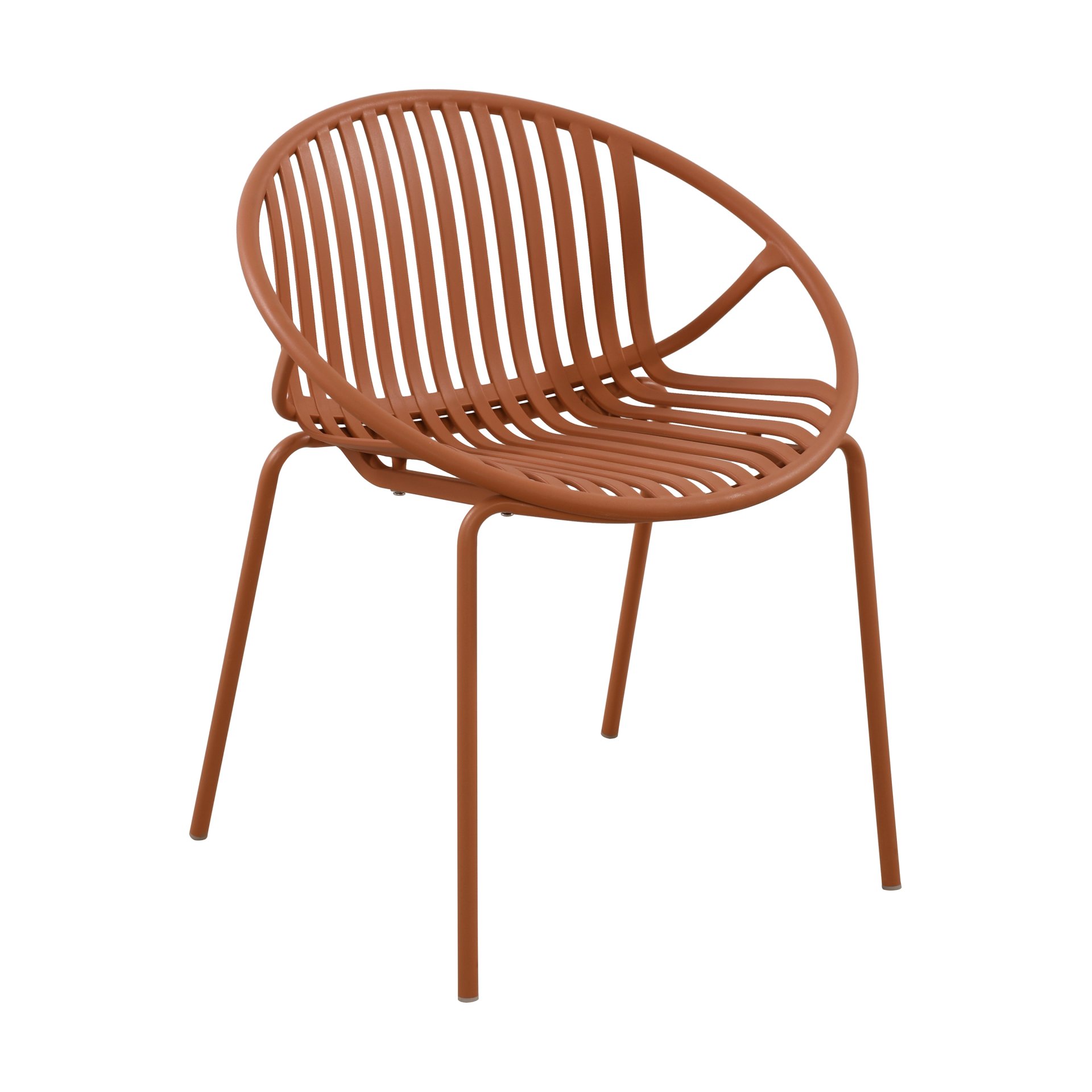 Contemporary Patio Dining Chairs (Set of 2) Stackable Outdoor Chairs With Breathable Plastic Backrest, Metal Legs - Orange - Image 11