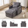Multifunctional Recliner With Storage Backrest And Cell Phone Bracket Chenille For Living Room And Bedroom - Gray - Image 4