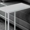 Accent Table, C - Shaped, Tempered Glass, Contemporary & Modern - White - Image 3